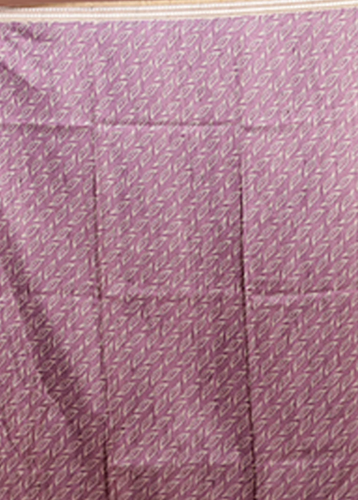 Purple Tussar Silk Saree With Blouse Piece - Image 5