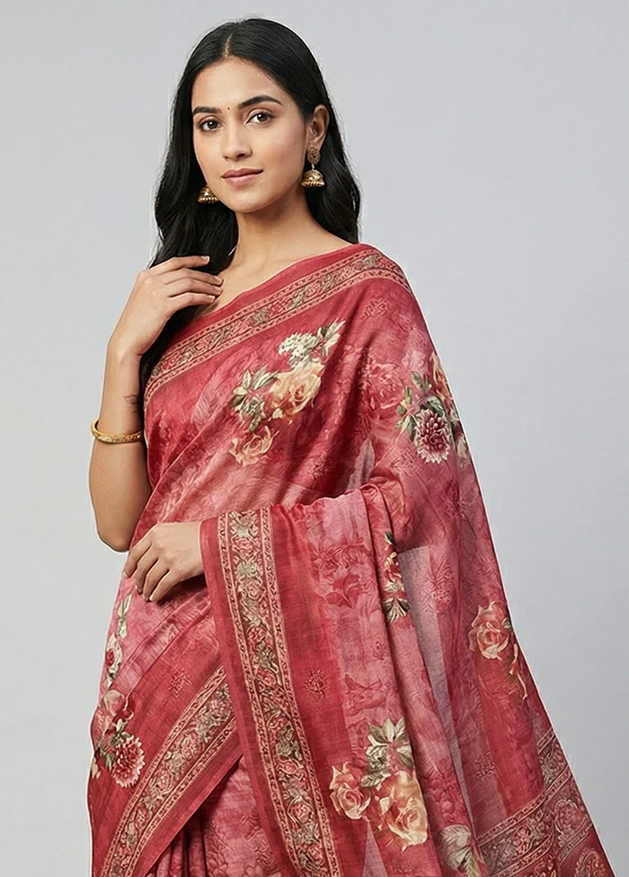 Purple Tussar Silk Saree With Blouse Piece - Image 2