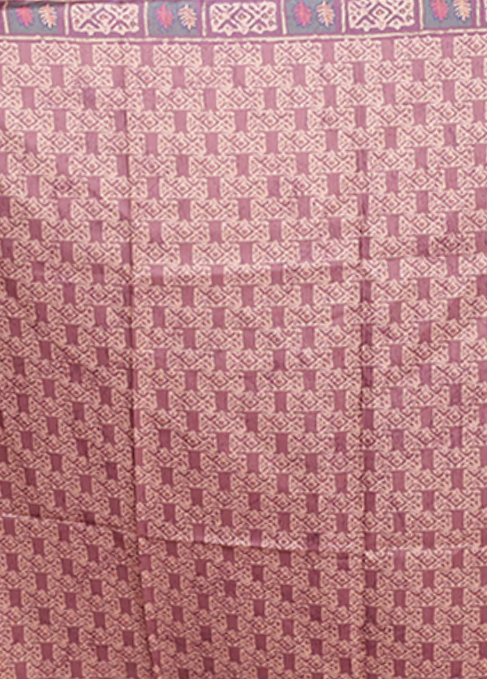 Purple Tussar Silk Saree With Blouse Piece - Image 5