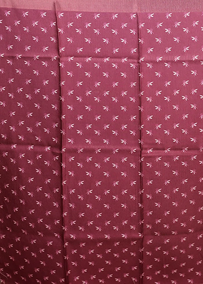 Maroon Tussar Silk Saree With Blouse Piece - Image 5