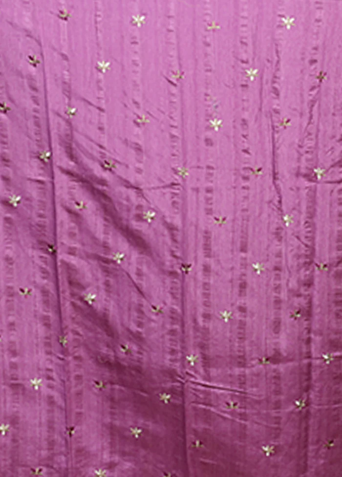 Purple Tussar Silk Saree With Blouse Piece - Image 5