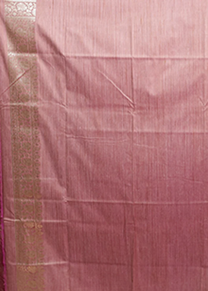 Purple Tussar Silk Saree With Blouse Piece - Image 5
