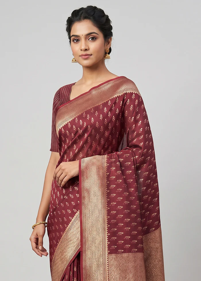 Purple Uppada Silk Saree With Blouse Piece - Image 2