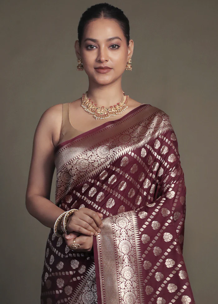 Purple Uppada Silk Saree With Blouse Piece - Image 2