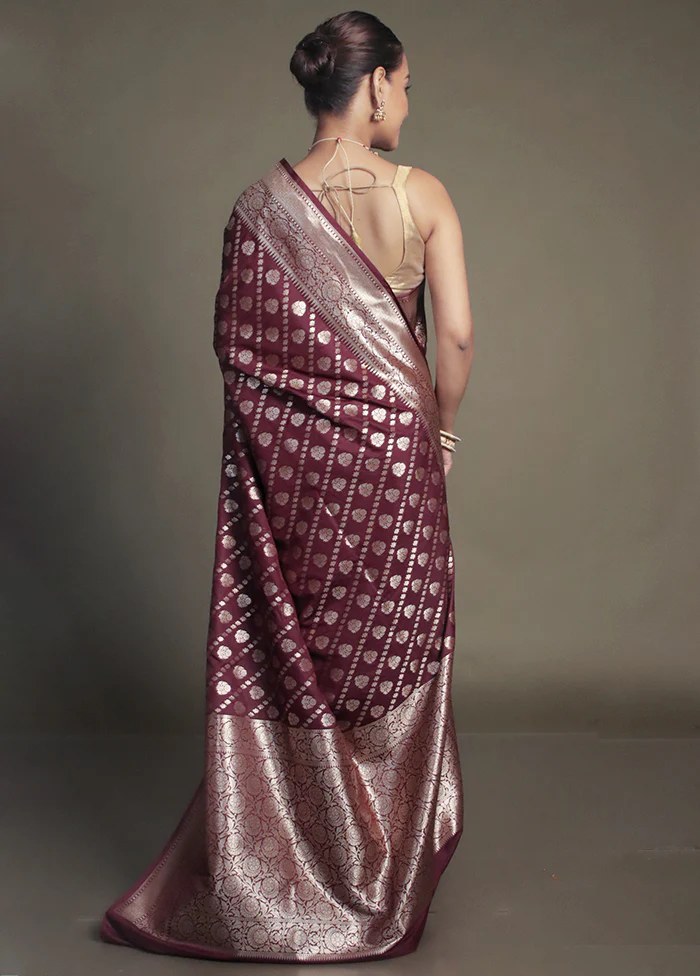 Purple Uppada Silk Saree With Blouse Piece - Image 3