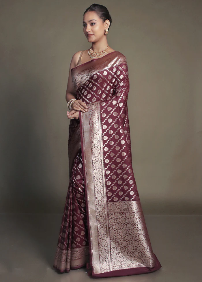 Purple Uppada Silk Saree With Blouse Piece - Image 4