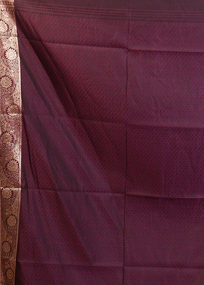 Purple Uppada Silk Saree With Blouse Piece - Image 5