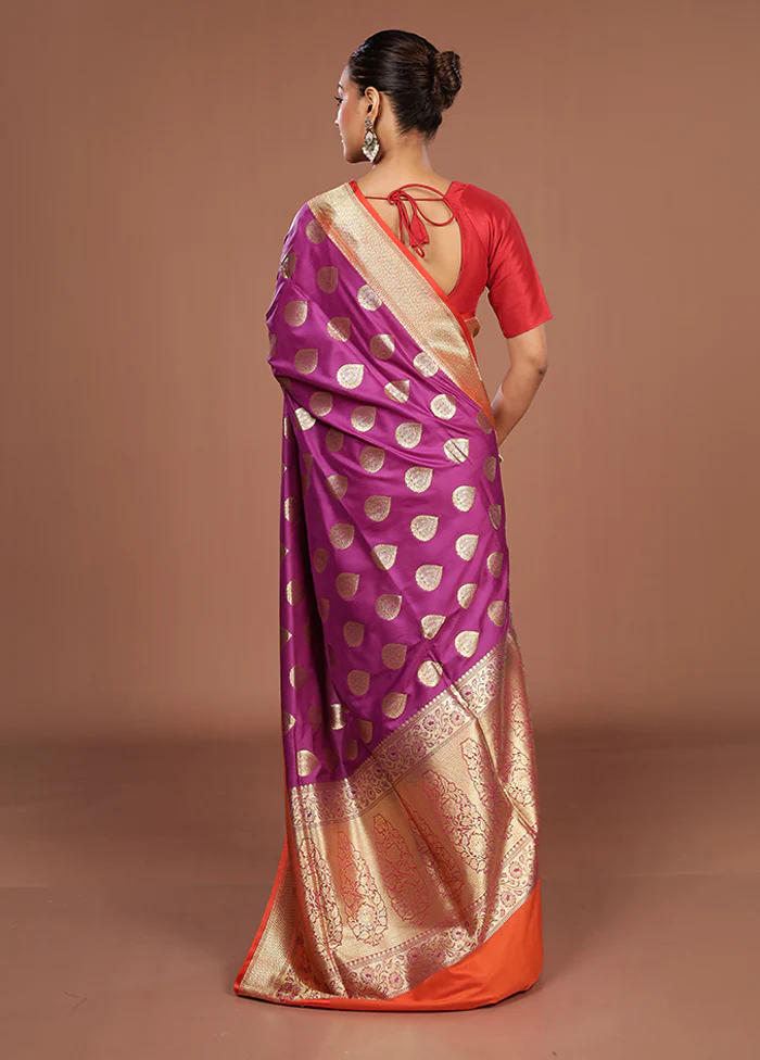 Pink Uppada Silk Saree With Blouse Piece - Image 3
