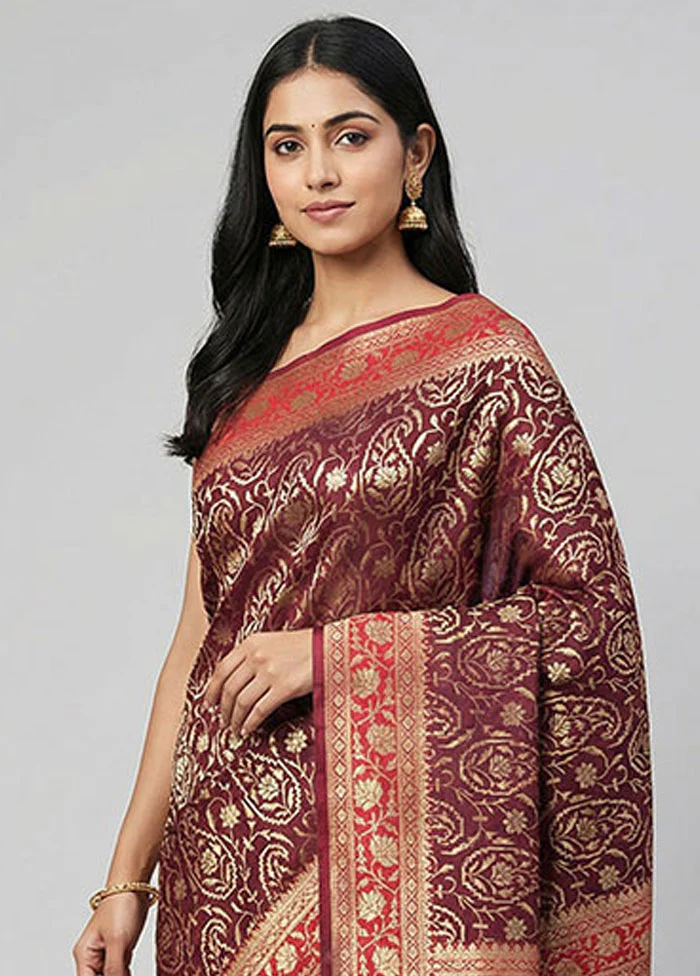 Purple Uppada Silk Saree With Blouse Piece - Image 2