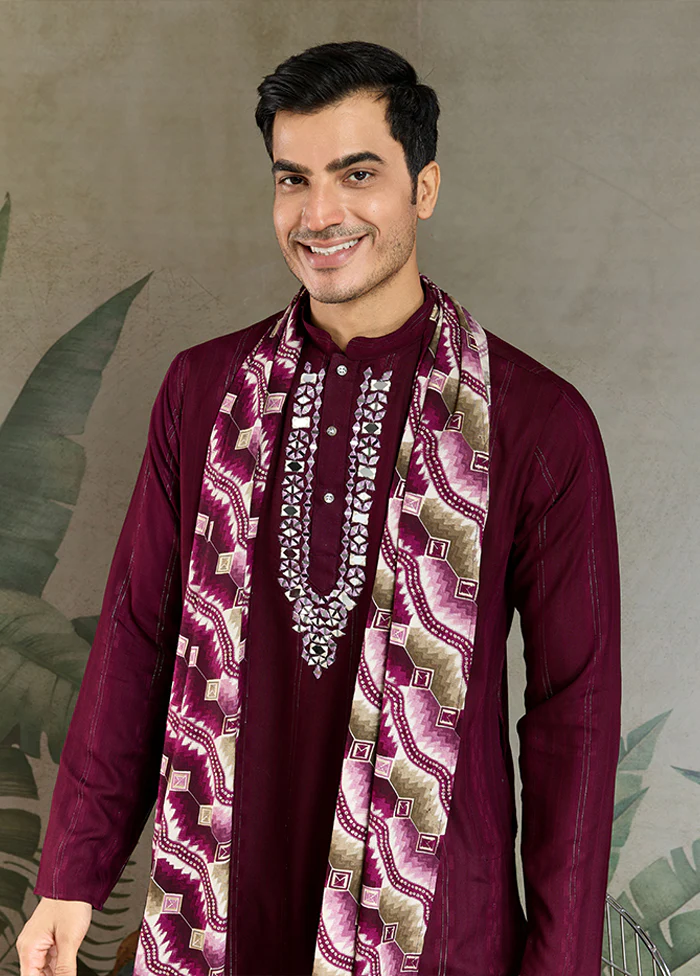 Purple Viscose Kurta & Pajama Set - Image 2