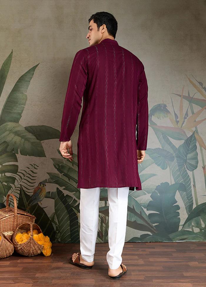 Purple Viscose Kurta & Pajama Set - Image 3