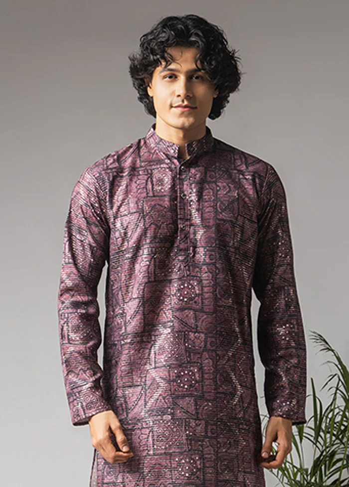 Purple Viscose Kurta & Pajama Set - Image 2