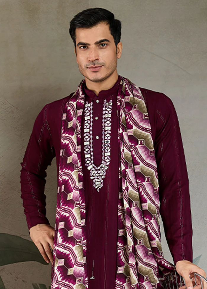 Purple Viscose Kurta With Dupatta - Image 2