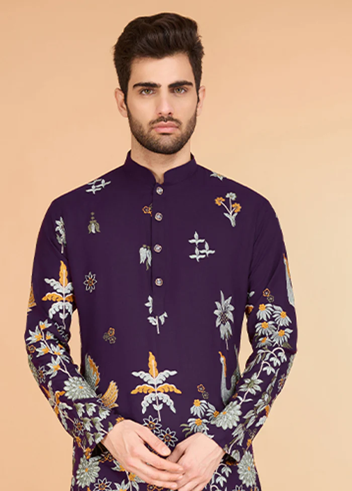 Purple Viscose Kurta - Image 2