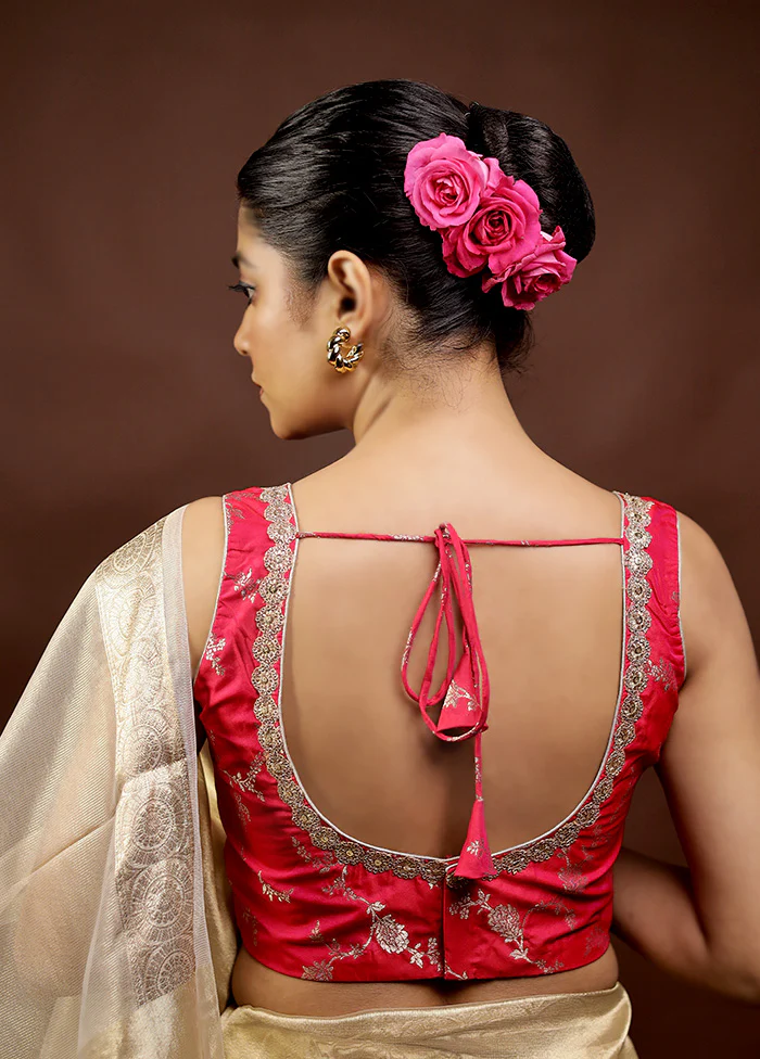 Rani Pink Brocade Designer Blouse - Image 2