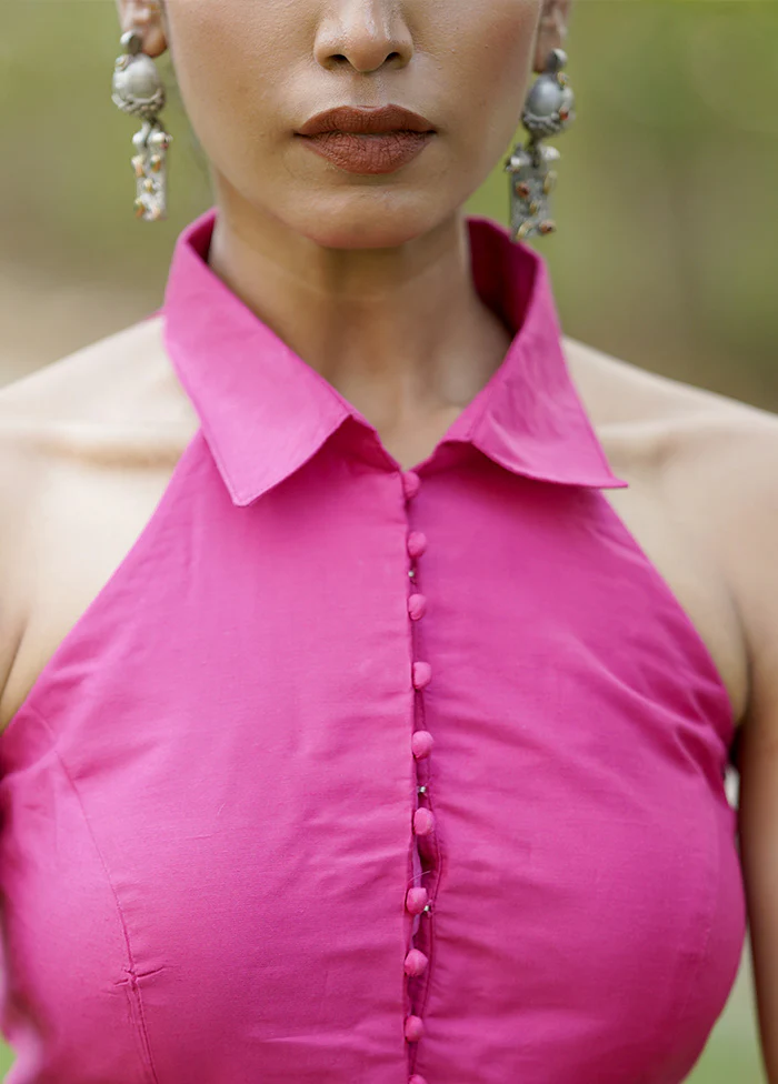 Rani Pink Cotton Silk Designer Blouse - Image 4