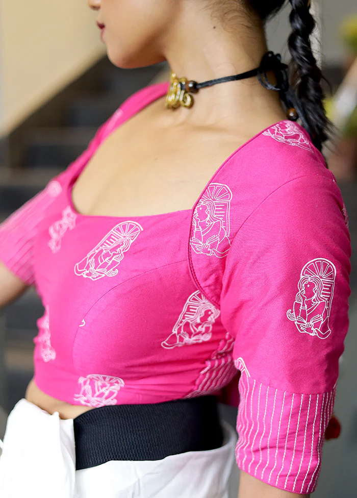 Rani Pink Cotton Silk Designer Blouse - Image 4