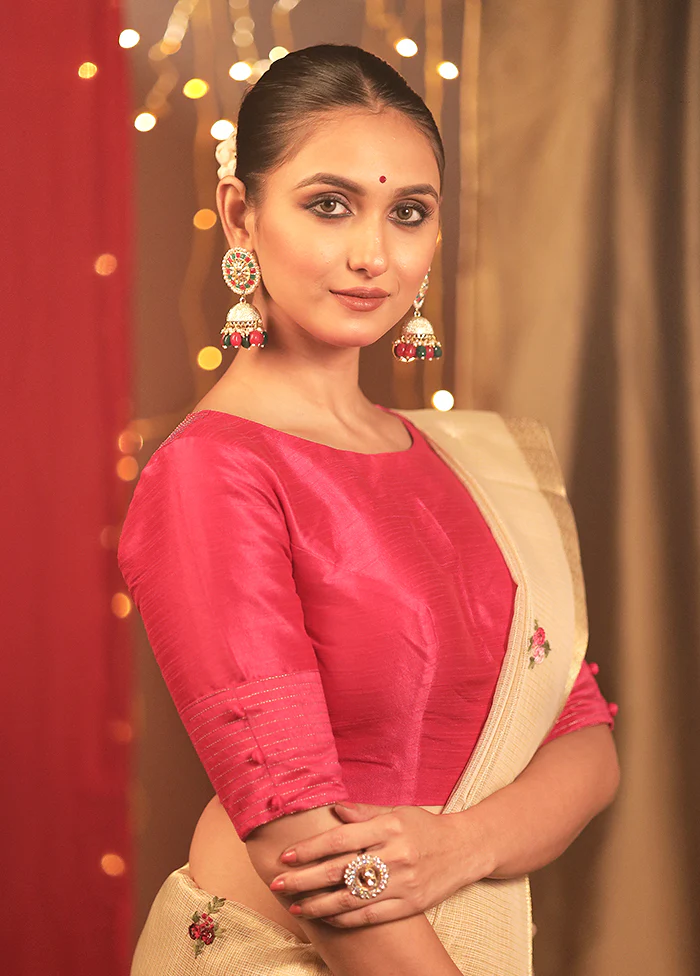 Rani Pink Dupion Silk Designer Blouse - Image 3