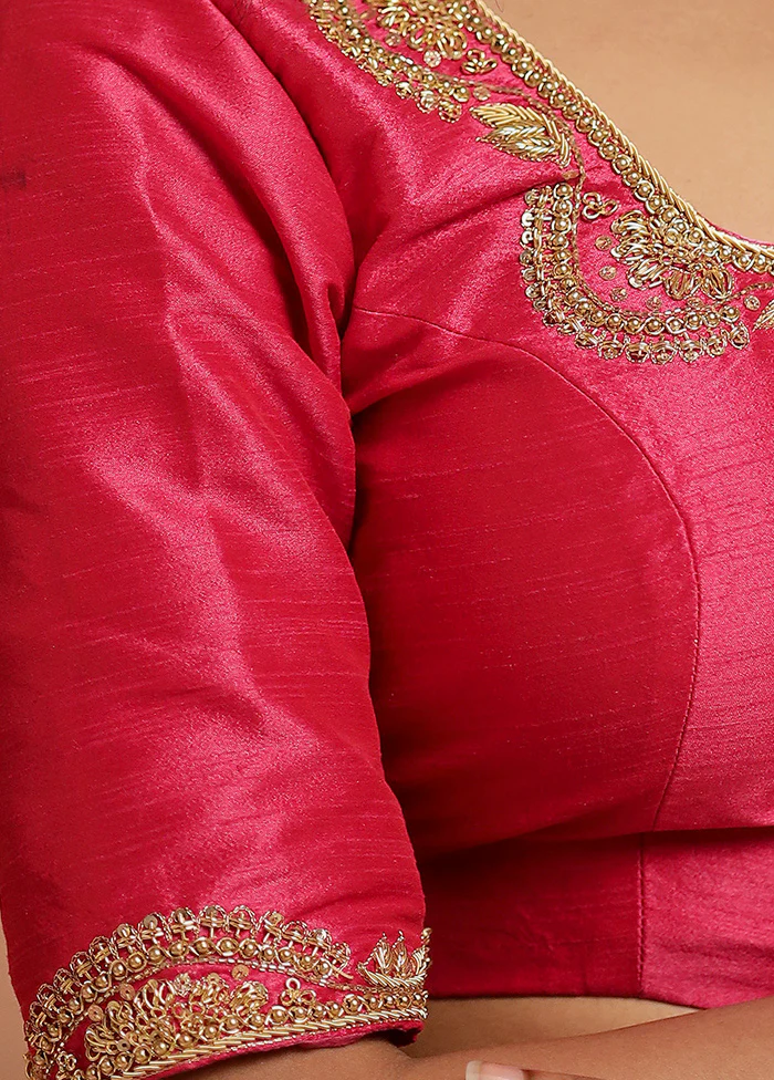 Rani Pink Dupion Silk Designer Blouse - Image 4