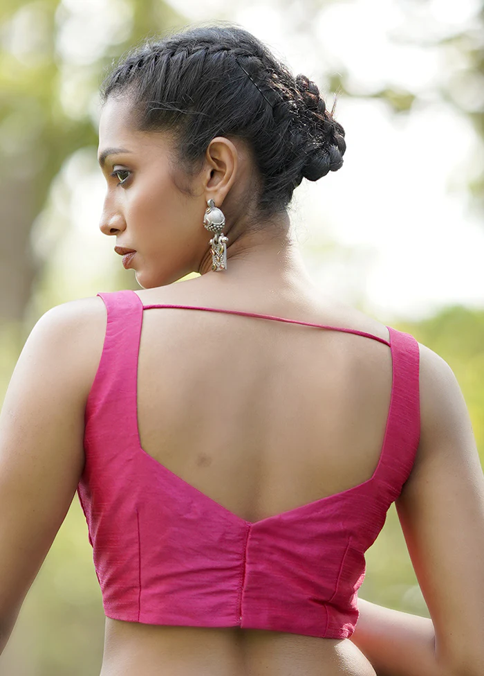 Rani Pink Dupion Silk Designer Blouse - Image 2