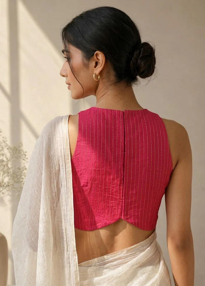 Rani Pink Halter Neck Designer Blouse - Image 2