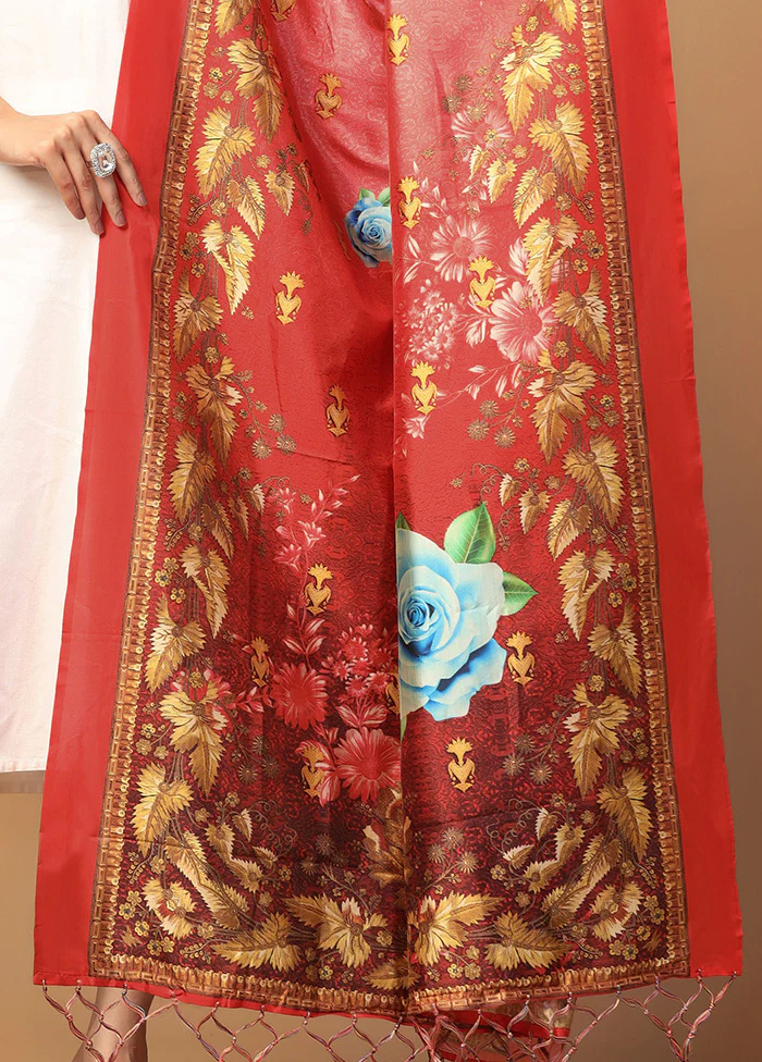 Red Art Silk Dupatta - Image 2