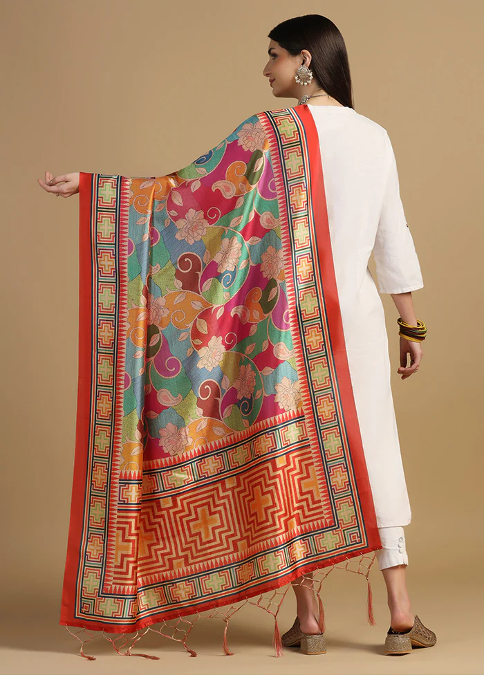 Red Banarasi Silk Dupatta - Image 2
