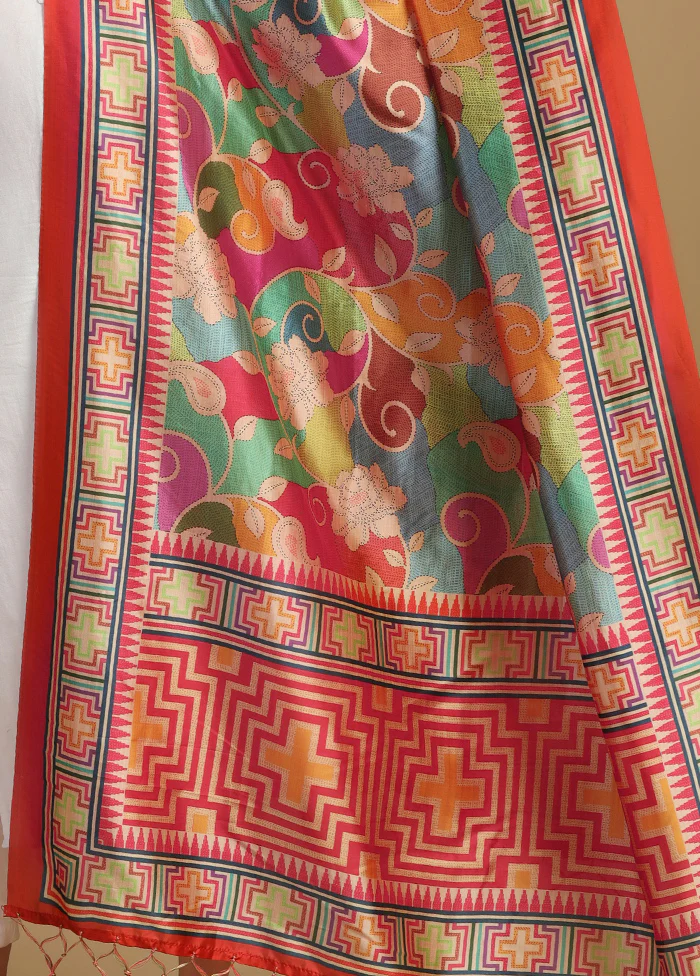 Red Banarasi Silk Dupatta - Image 3
