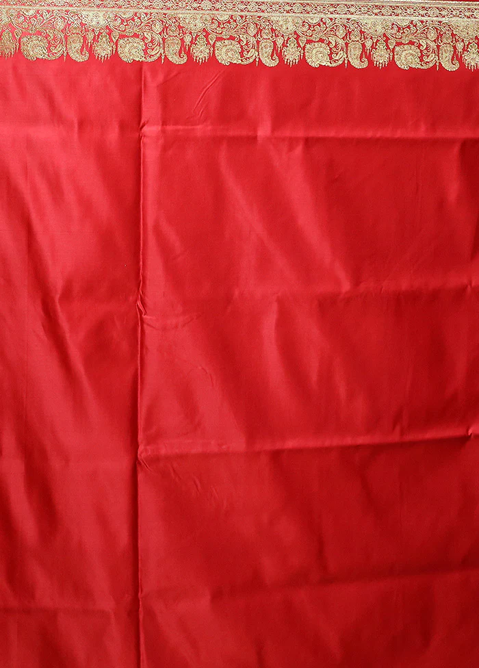 Red Banarasi Silk Saree With Blouse Piece - Image 5