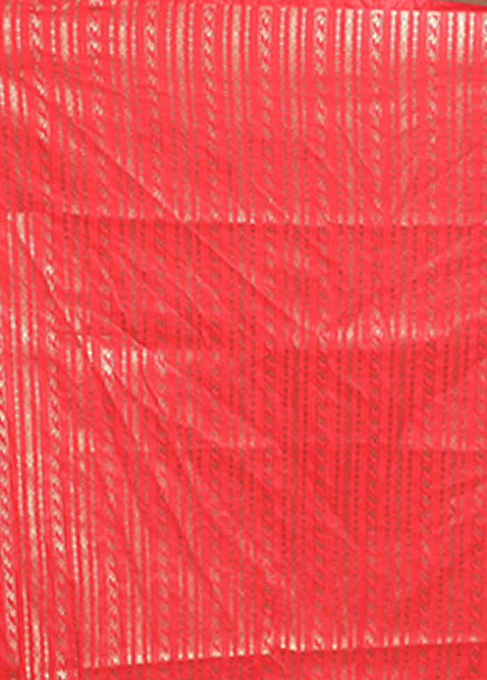 Red Banarasi Silk Saree With Blouse Piece - Image 5
