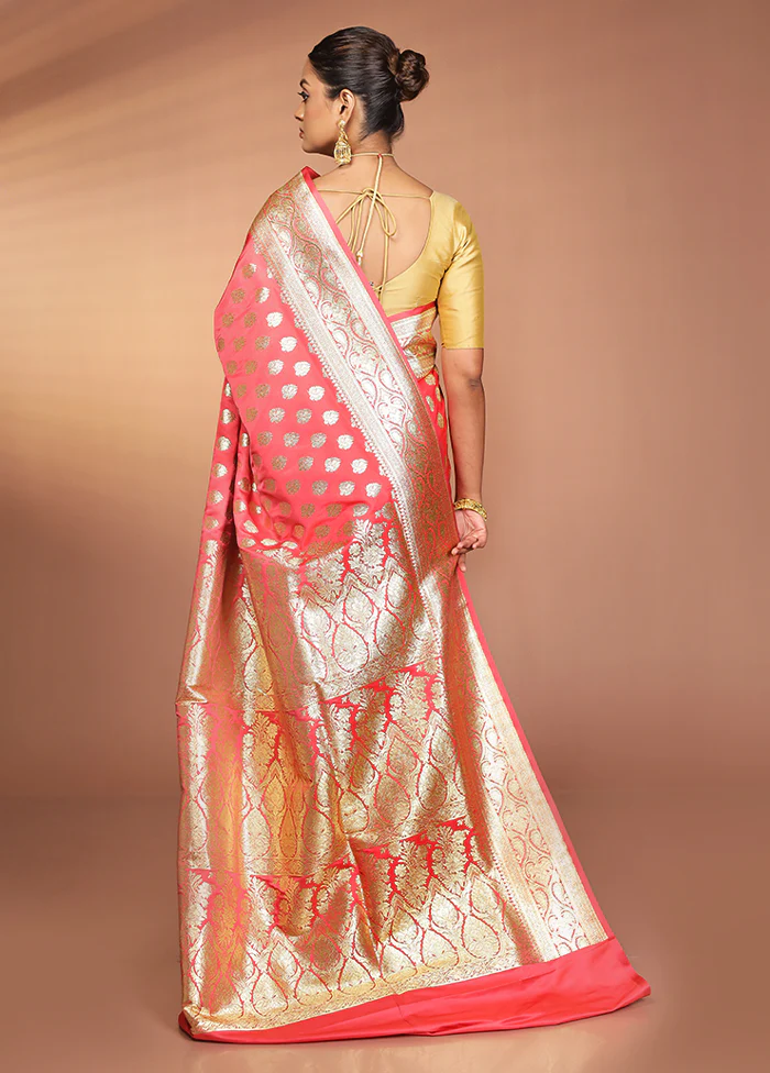 Red Banarasi Silk Saree With Blouse Piece - Image 3