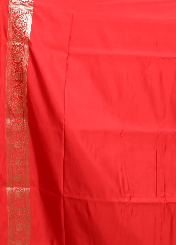 Red Banarasi Silk Saree With Blouse Piece - Image 5