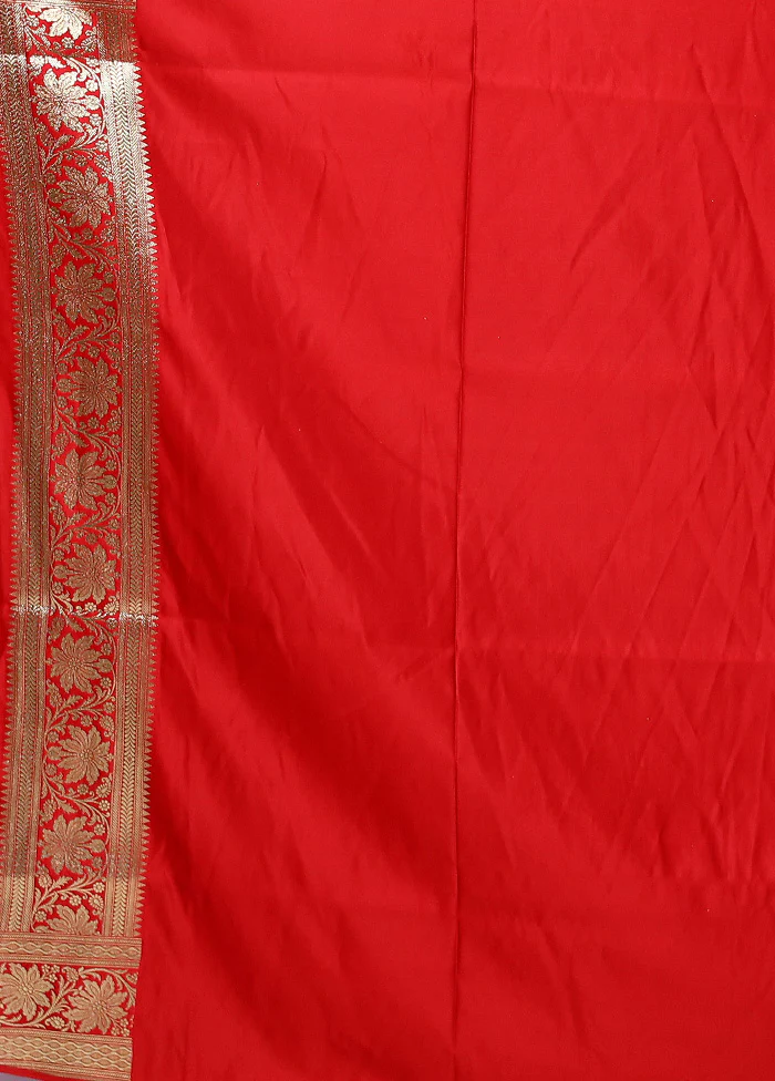 Red Banarasi Silk Saree With Blouse Piece - Image 5