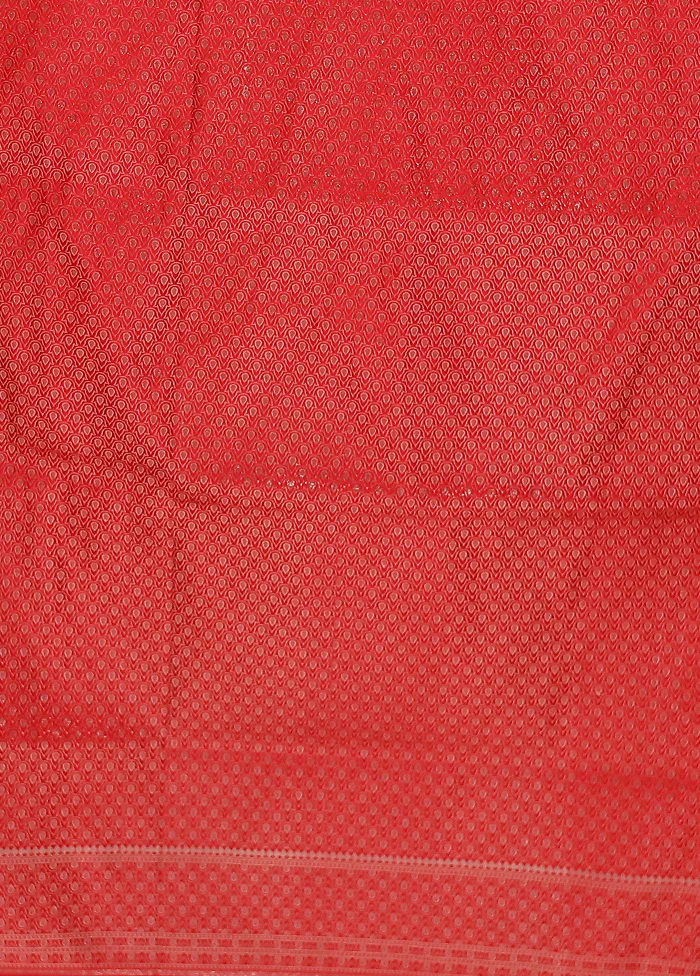 Red Banarasi Silk Saree With Blouse Piece - Image 5
