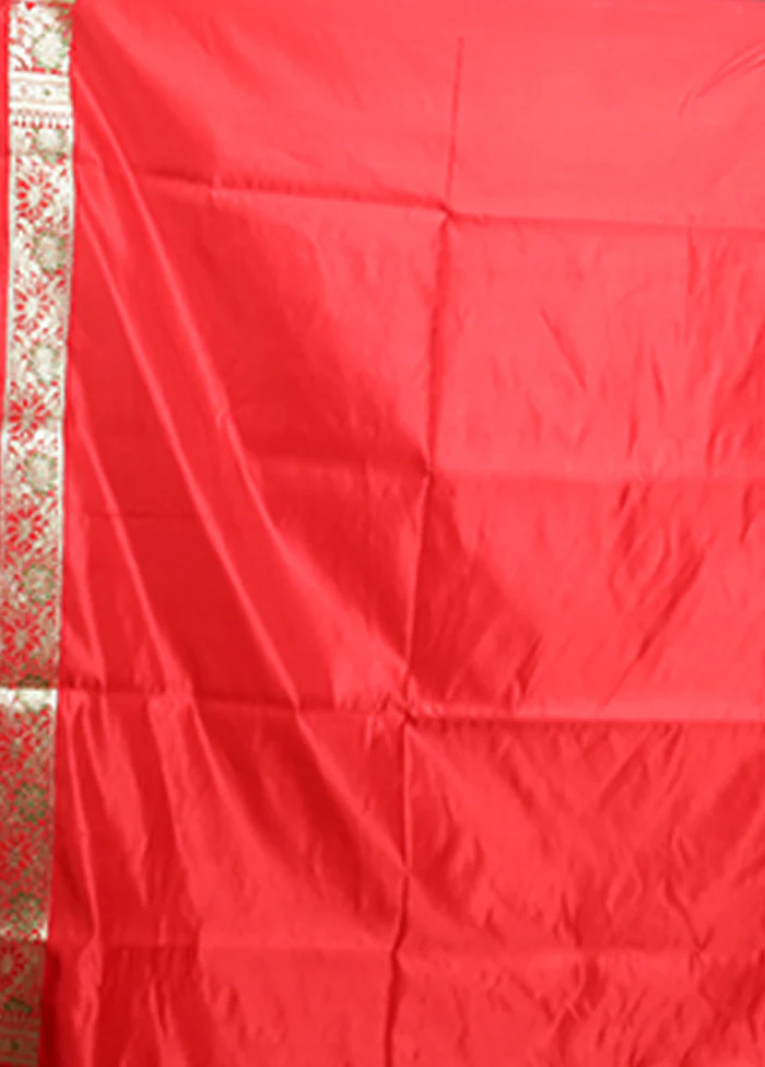 Red Banarasi Silk Saree With Blouse Piece - Image 5