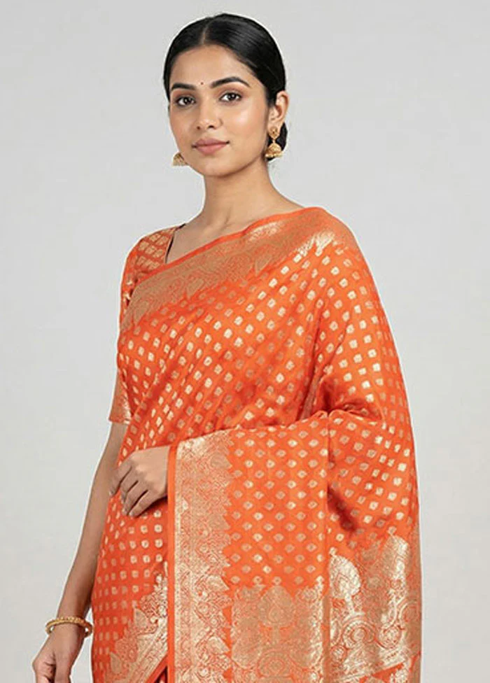 Red Banarasi Silk Saree With Blouse Piece - Image 2