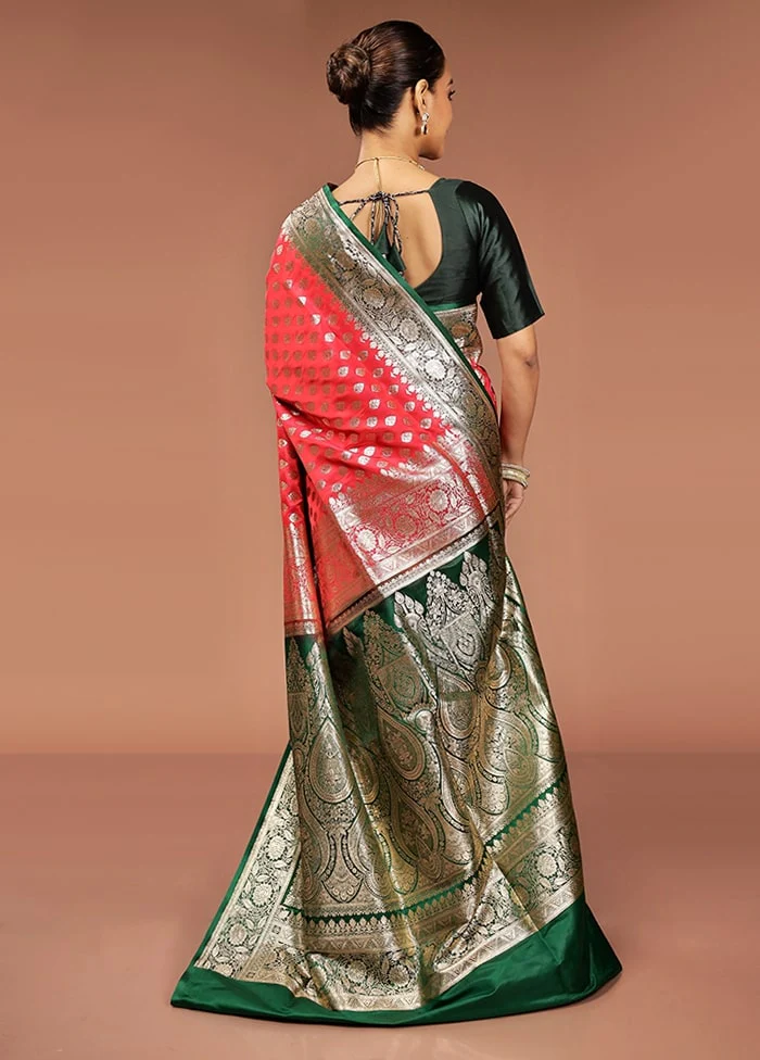 Red Banarasi Silk Saree With Blouse Piece - Image 3