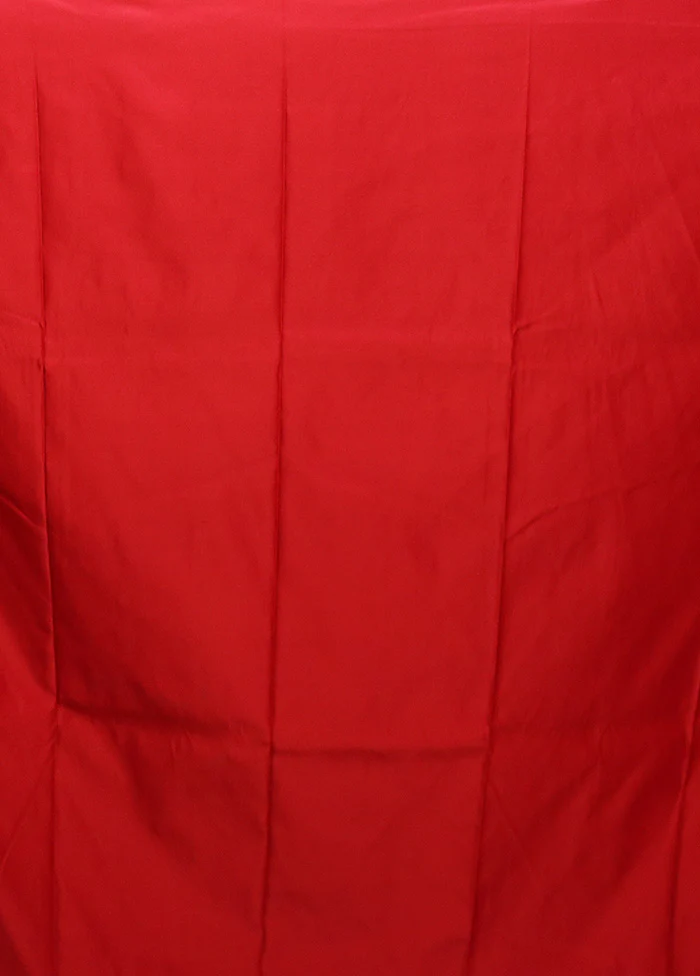 Red Banarasi Silk Saree With Blouse Piece - Image 5