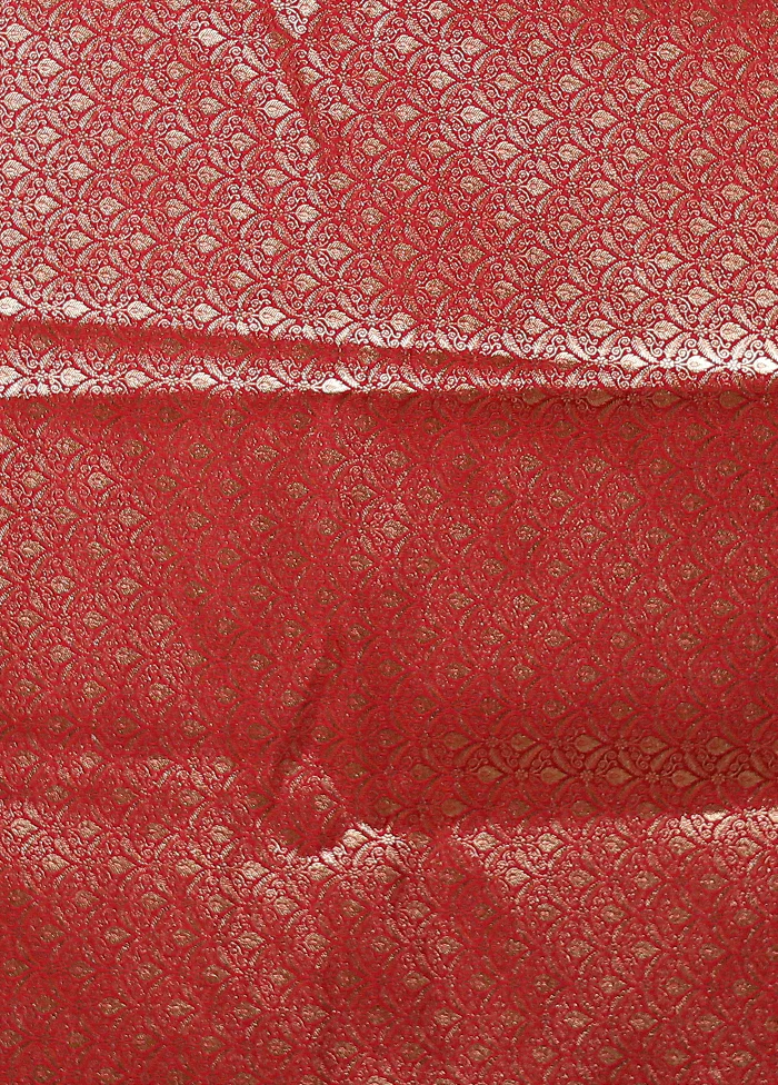 Red Banarasi Silk Saree With Blouse Piece - Image 5