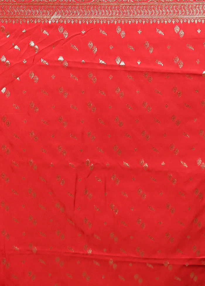 Red Banarasi Silk Saree With Blouse Piece - Image 5