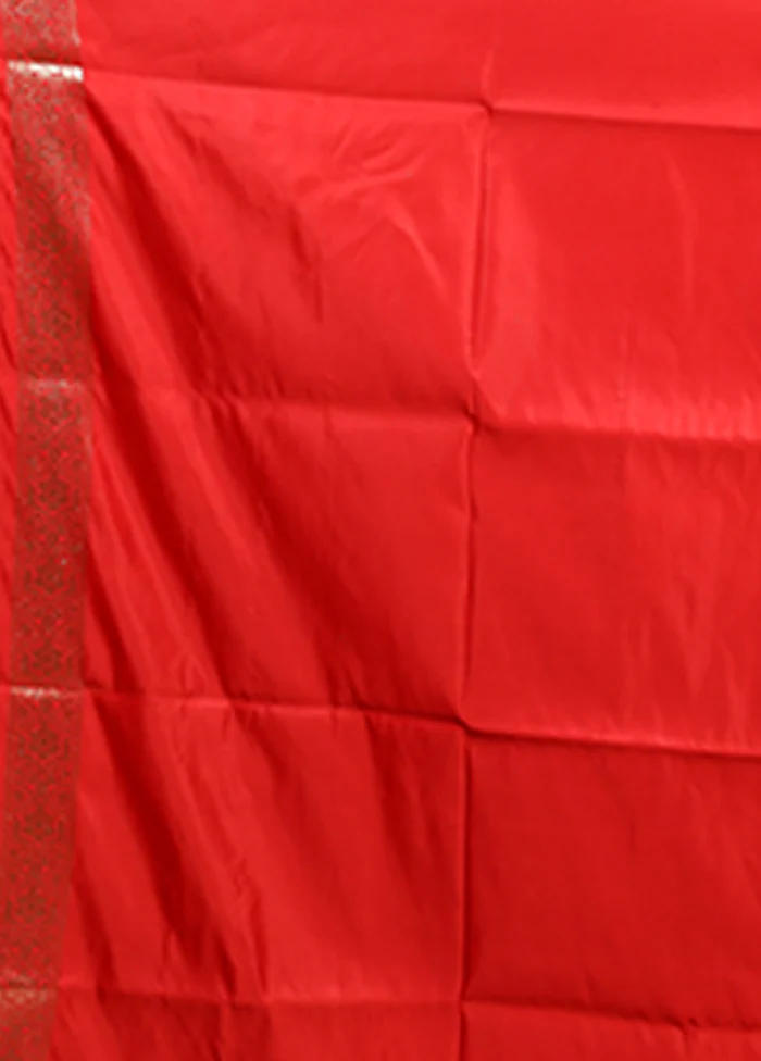 Red Banarasi Silk Saree With Blouse Piece - Image 5