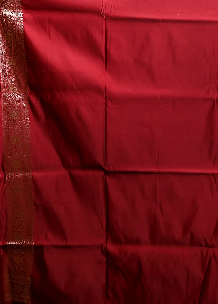 Red Banarasi Silk Saree With Blouse Piece - Image 5