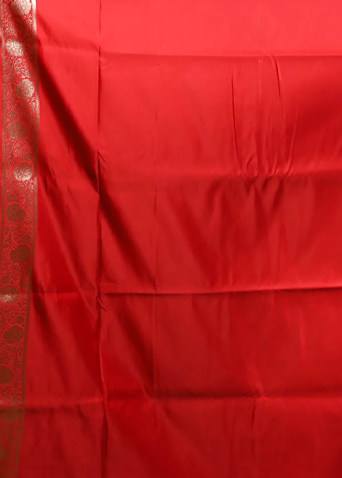 Red Banarasi Silk Saree With Blouse Piece - Image 5