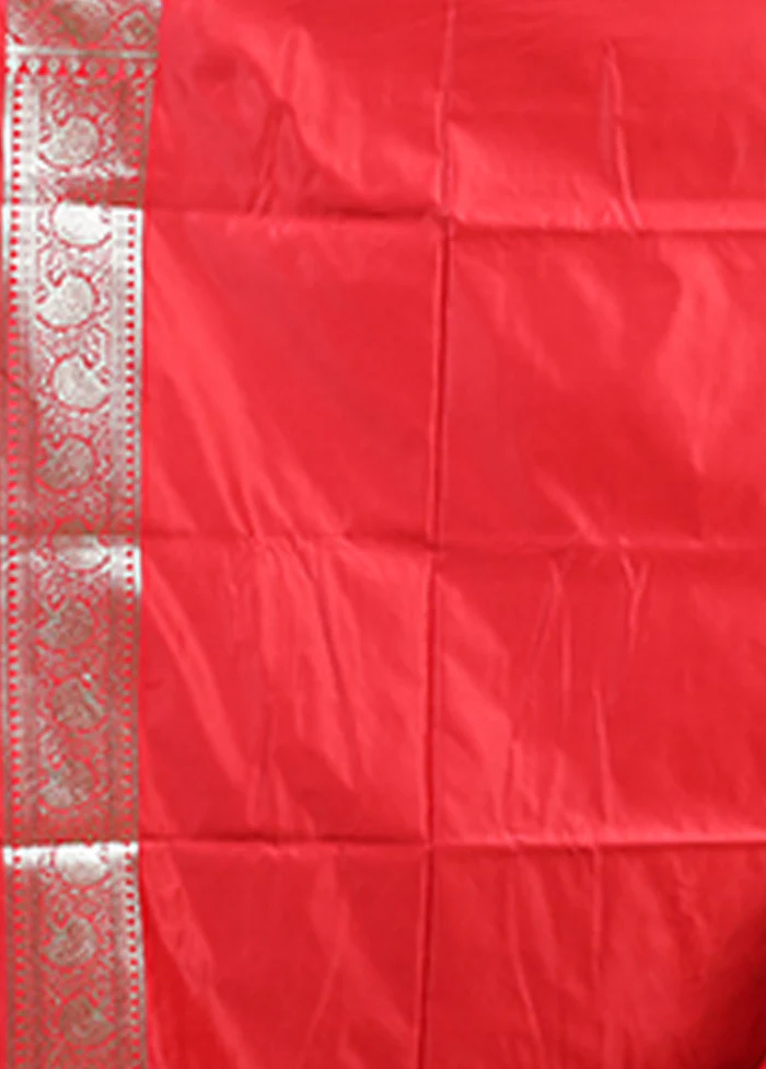 Red Banarasi Silk Saree With Blouse Piece - Image 5