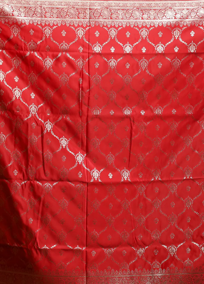 Red Banarasi Silk Saree With Blouse Piece - Image 5