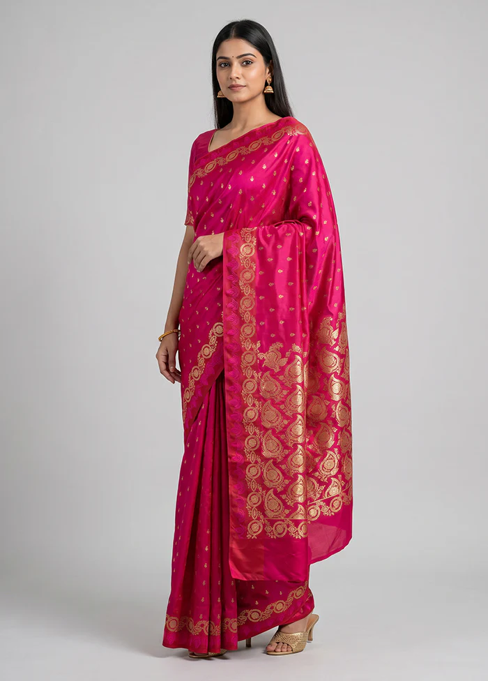 Red Banarasi Silk Saree With Blouse Piece