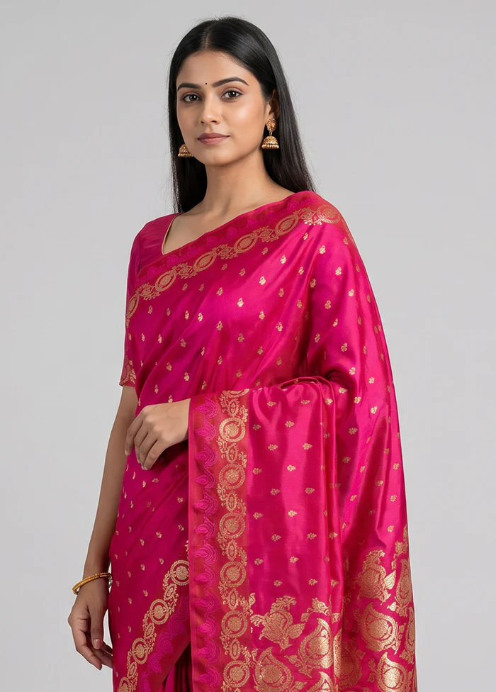 Red Banarasi Silk Saree With Blouse Piece - Image 2