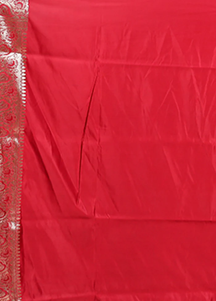 Red Banarasi Silk Saree With Blouse Piece - Image 5
