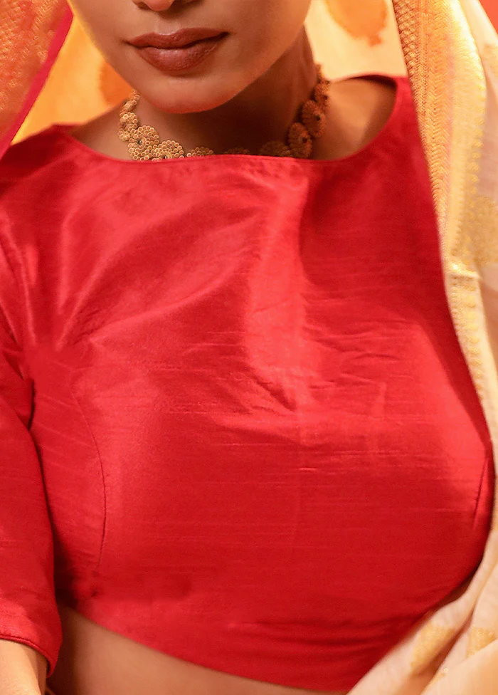 Red Boat Neck Designer Blouse - Image 4