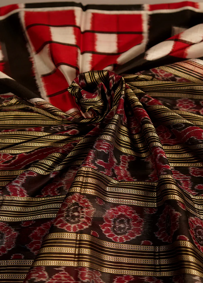 Red Bomkai Pure Silk Saree With Blouse Piece - Image 2